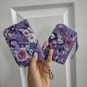 Beautiful purple floral vera Bradley wallet and coin purse set. Like New.